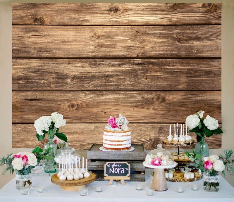 WOLADA 7x5FT Rustic Wood Wall Backdrop Natural Brown Wooden Board Photography Background Baby Shower Birthday Party Cake Table Decoration Banner Backdrops Photo Booth Prop 11839 - Image 5